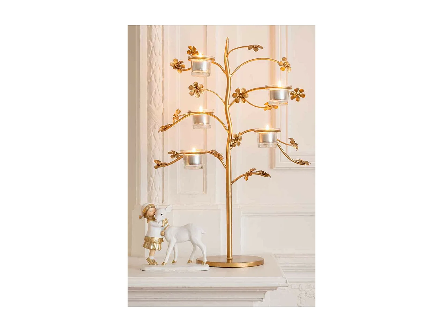 Bougeoir Design en Métal "Curama" 54cm Or