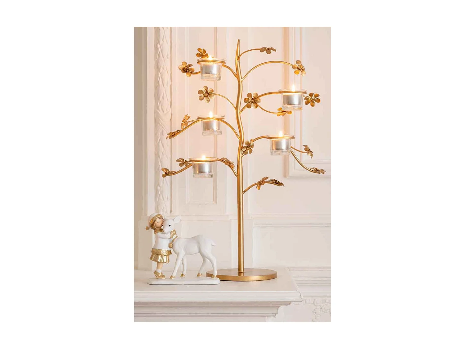 Bougeoir Design en Métal "Curama" 54cm Or