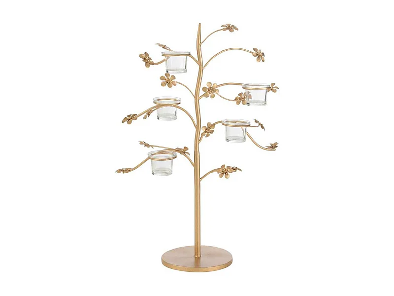 Bougeoir Design en Métal "Curama" 54cm Or