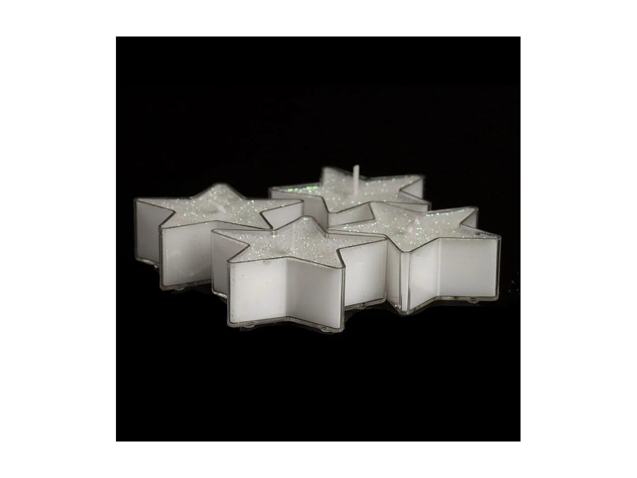 Lot de 4 Bougies Étoiles "Colorama" 24g Blanc