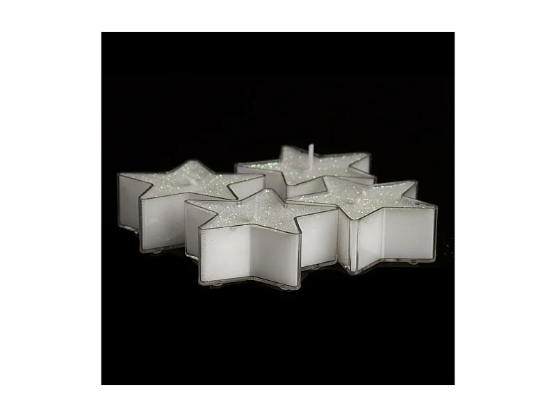 Lot de 4 Bougies Étoiles "Colorama" 24g Blanc