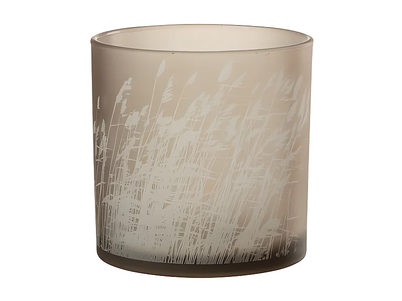 Portavelas de vidrio beige de 15x15x15 cm