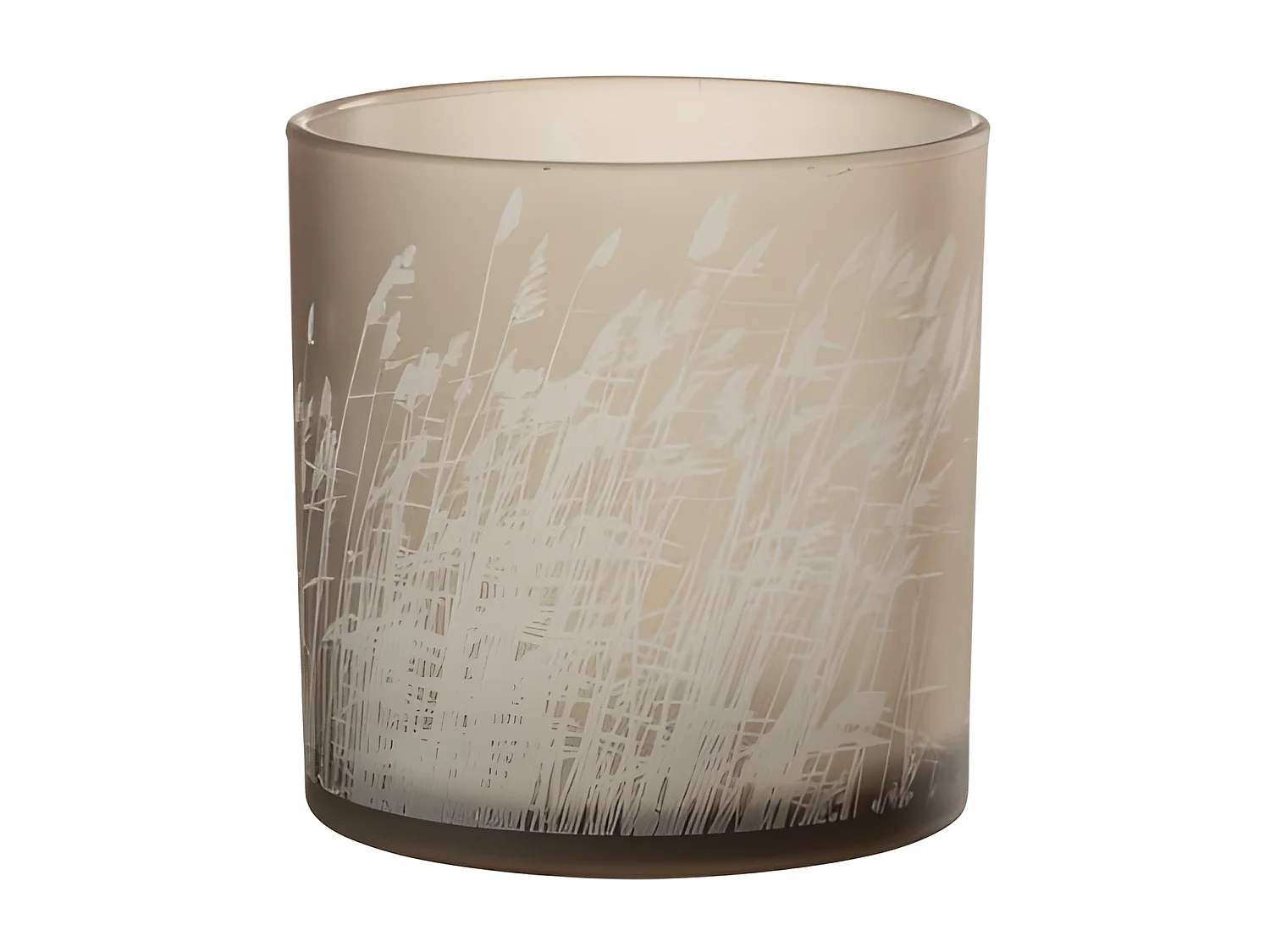 Portavelas de vidrio beige de 15x15x15 cm