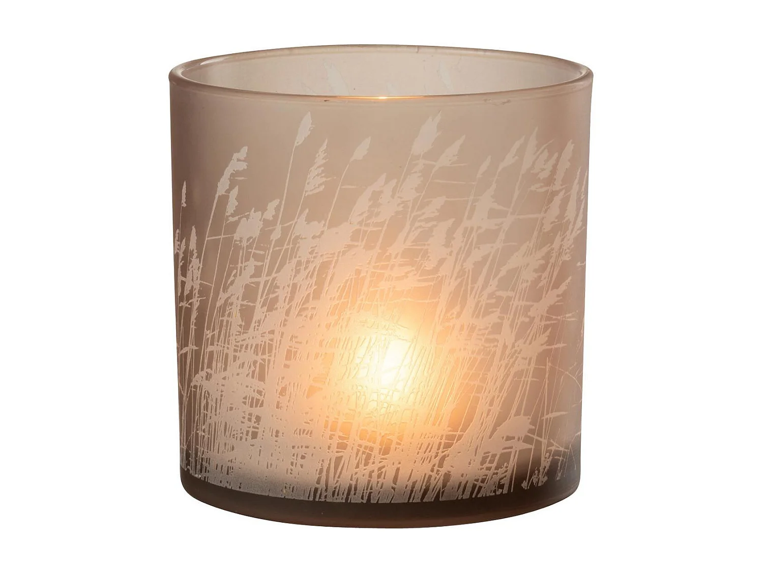 Photophore en Verre Design "Herbe" 15cm Beige