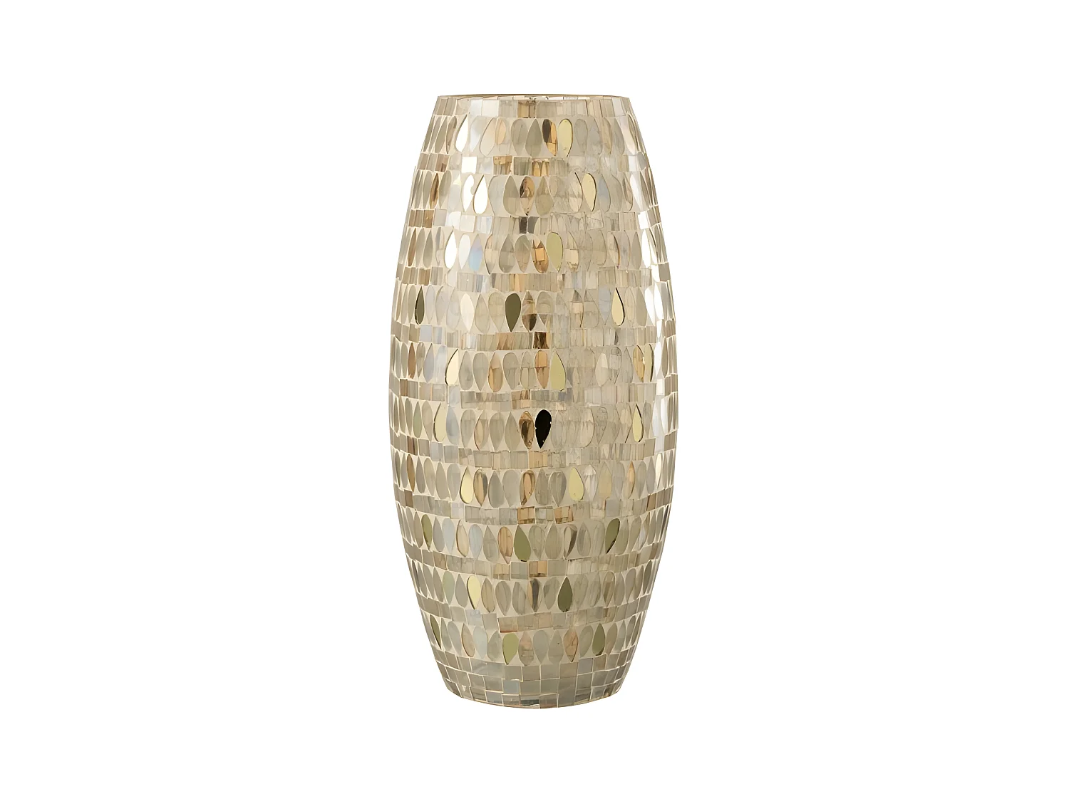Photophore Design en Verre "Mosaïque" 35cm Beige