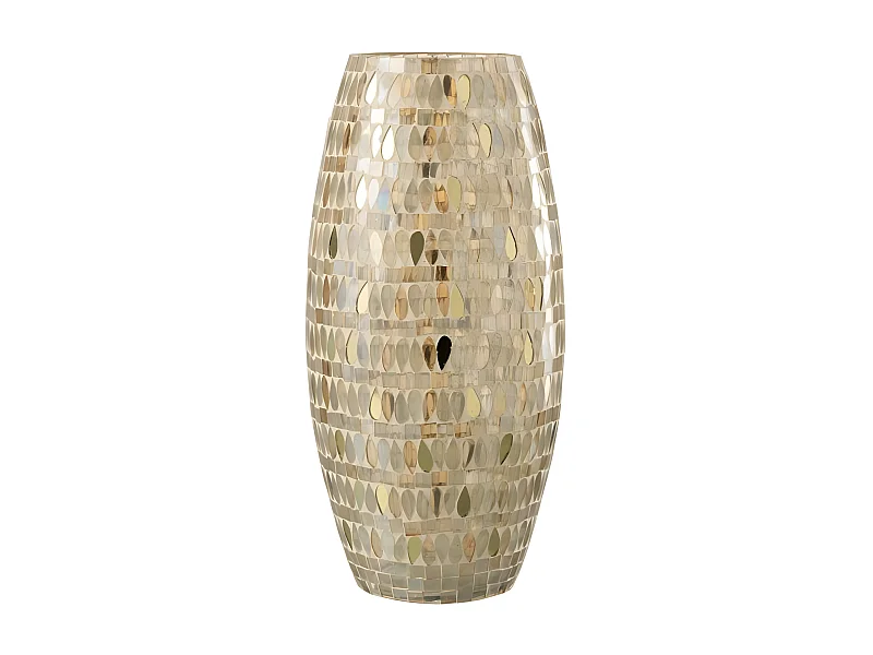 Photophore Design en Verre "Mosaïque" 35cm Beige