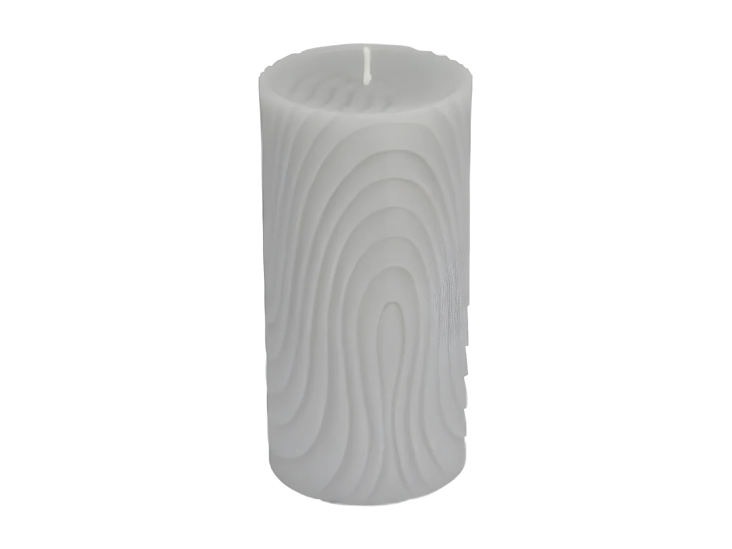 Bougie Pilier Déco Embossée "Santan" 14cm Gris Clair