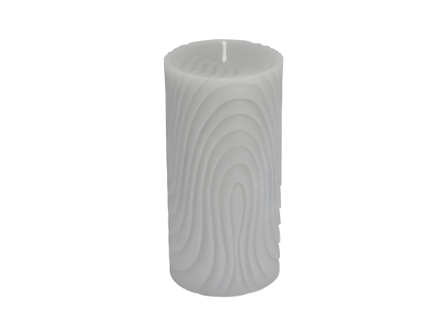 Bougie Pilier Déco Embossée "Santan" 14cm Gris Clair