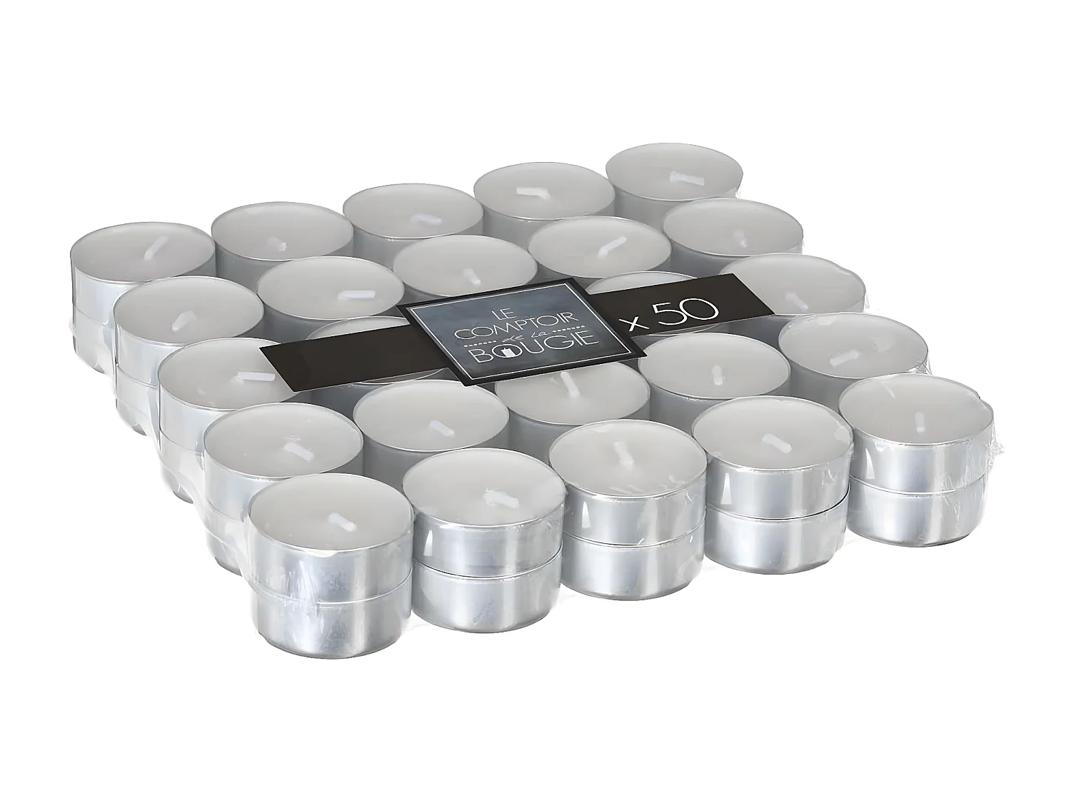 Lot de 50 Bougies Chauffe-Plat "Many" 3,7cm Blanc