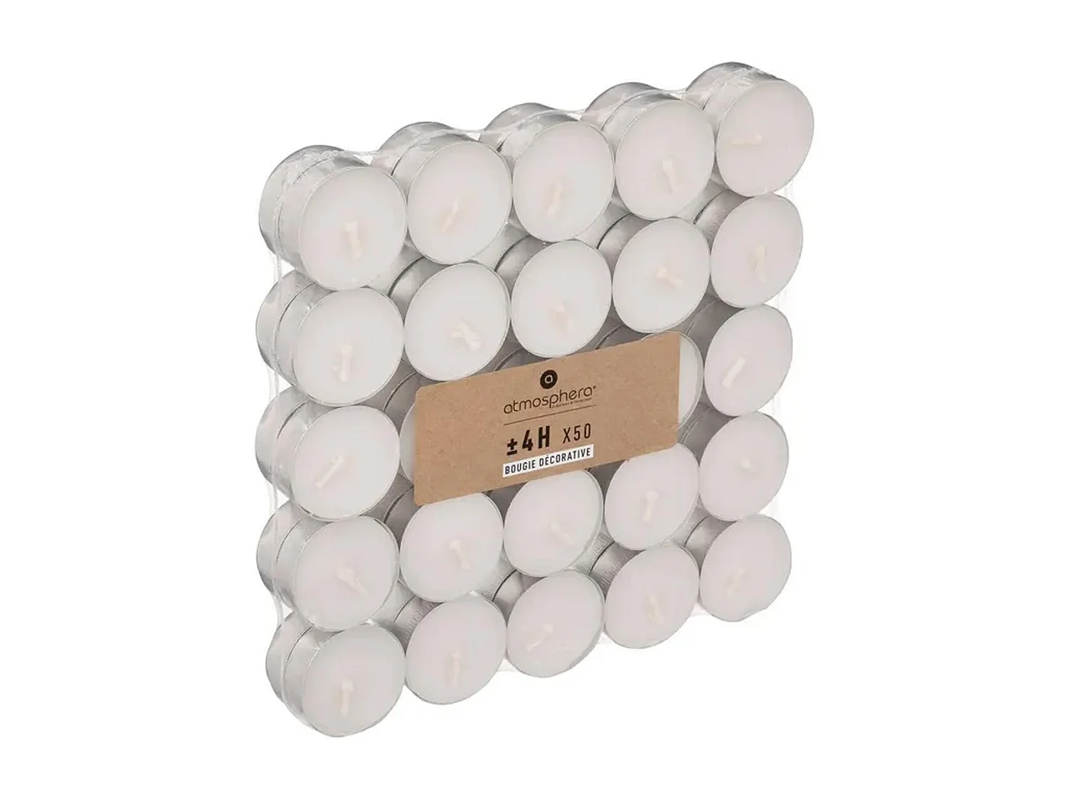 Lot de 50 Bougies Chauffe-Plat "Many" 3,7cm Blanc