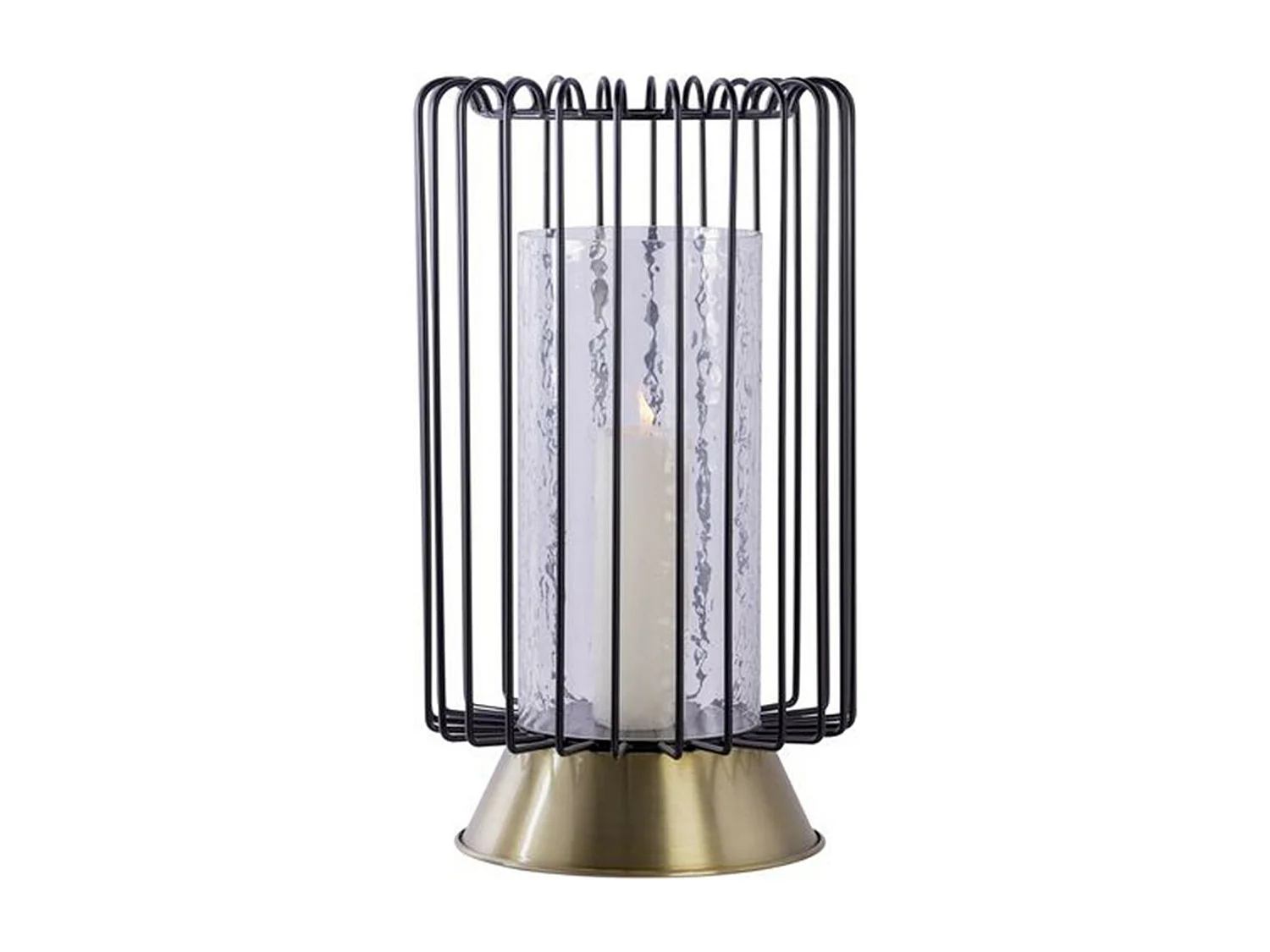 Bougeoir Rond Déco "Malibu" 40cm Noir & Or