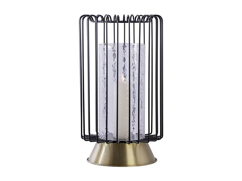 Bougeoir Rond Déco "Malibu" 40cm Noir & Or