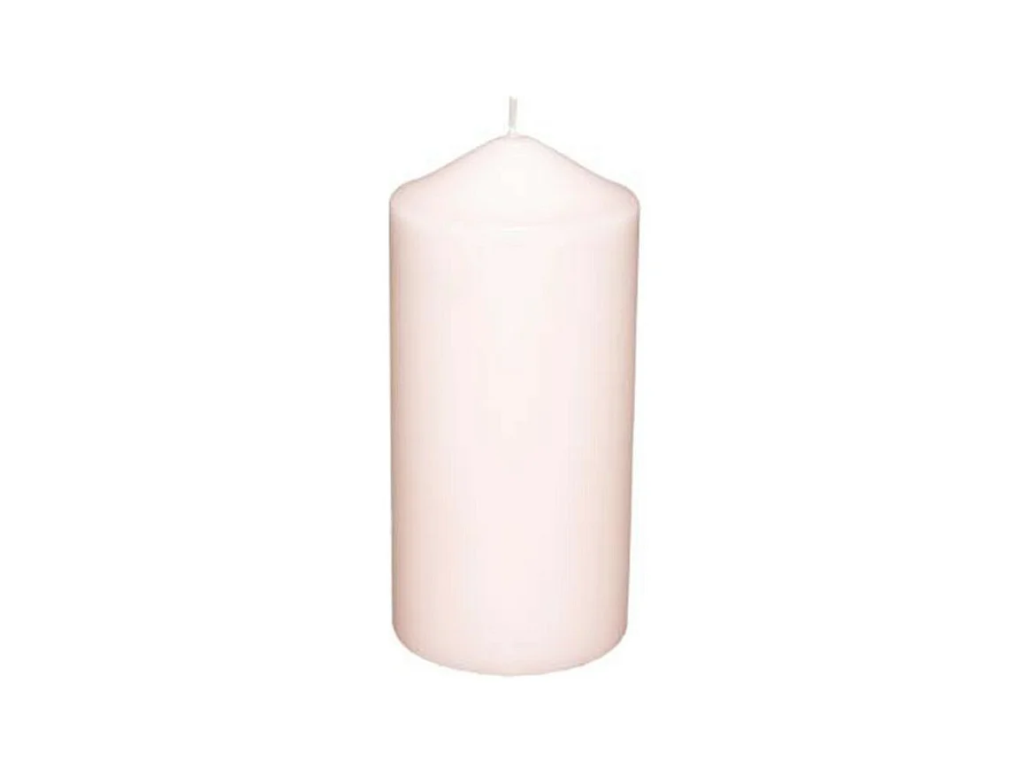 Bougie Cylindrique Déco "Hugo" 14cm Rose Clair