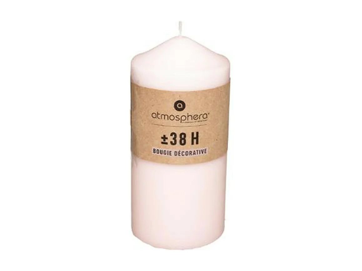 Bougie Cylindrique Déco "Hugo" 14cm Rose Clair