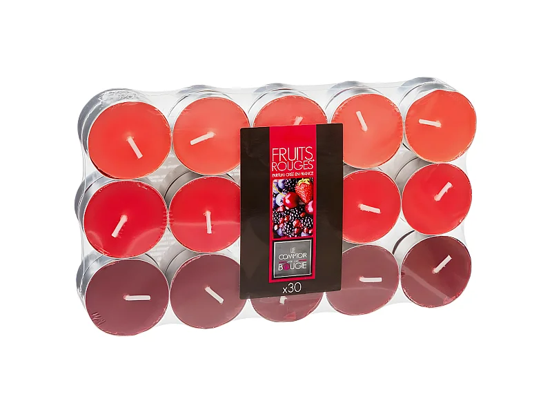 Lot de 30 Bougies Parfumées "Nina" 3,7cm Fruits Rouge