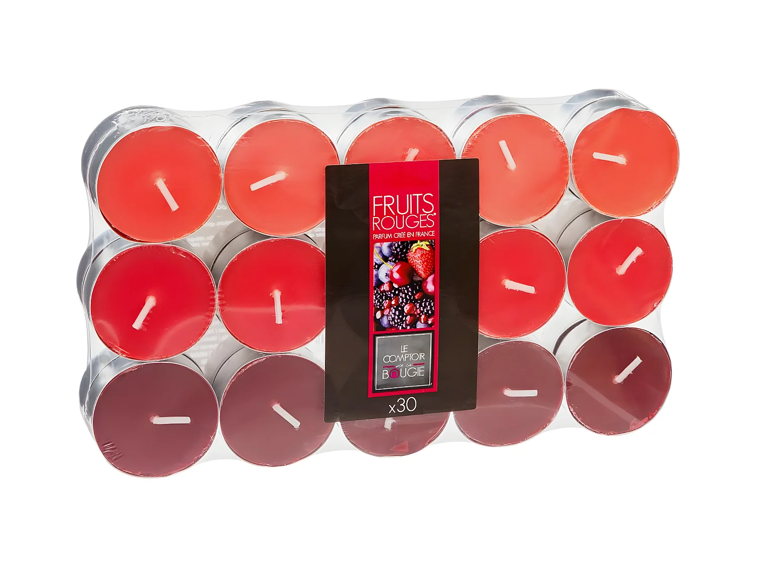 Lot de 30 Bougies Parfumées "Nina" 3,7cm Fruits Rouge