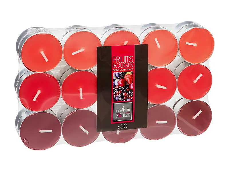 Lot de 30 Bougies Parfumées "Nina" 3,7cm Fruits Rouge