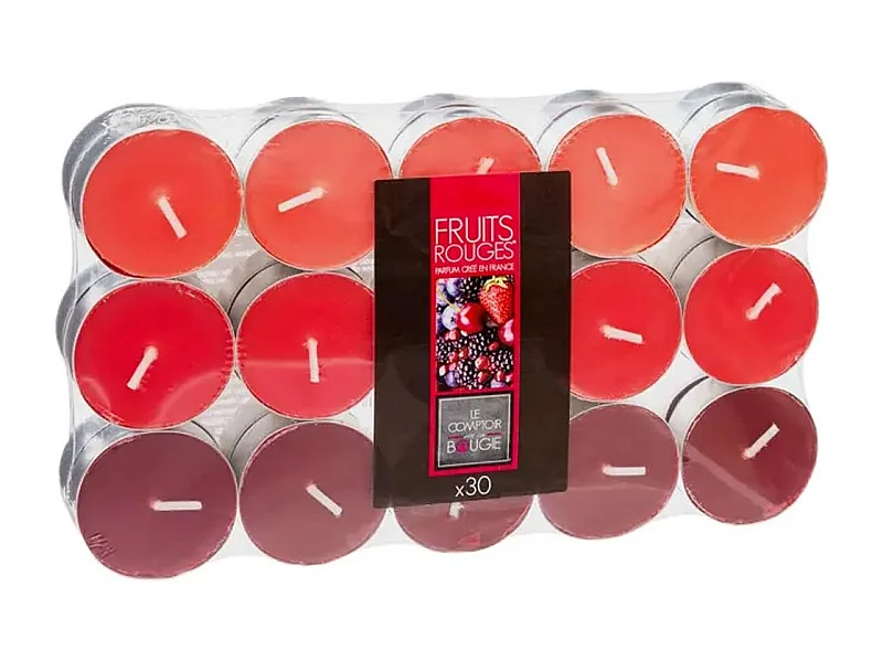 Lot de 30 Bougies Parfumées "Nina" 3,7cm Fruits Rouge
