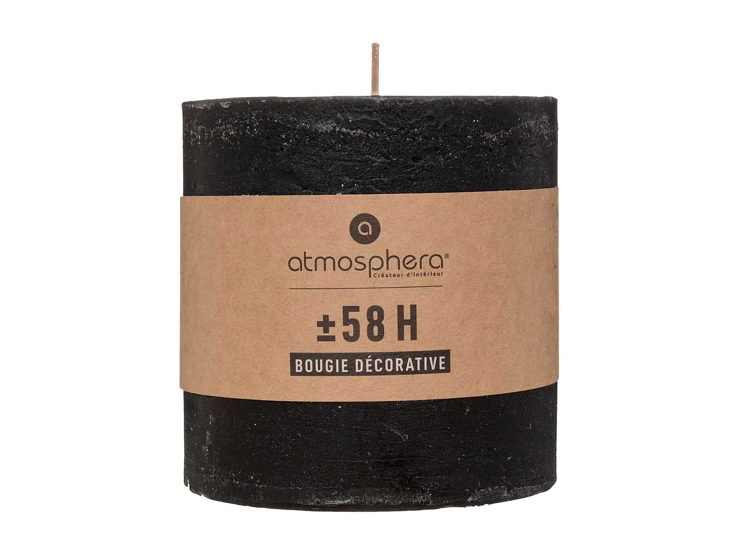 Bougie Cylindrique "Rustic" 10cm Noir