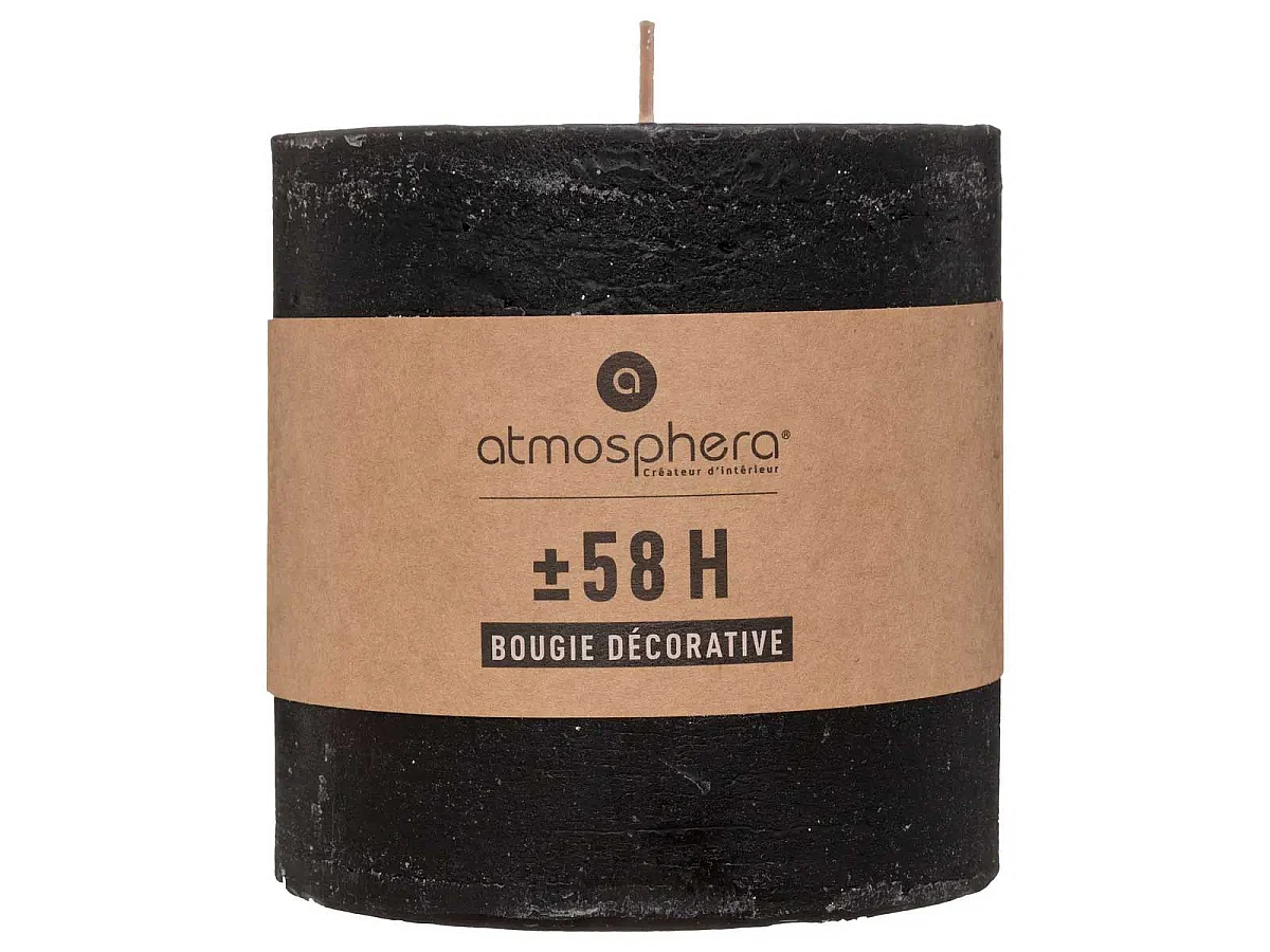 Bougie Cylindrique "Rustic" 10cm Noir