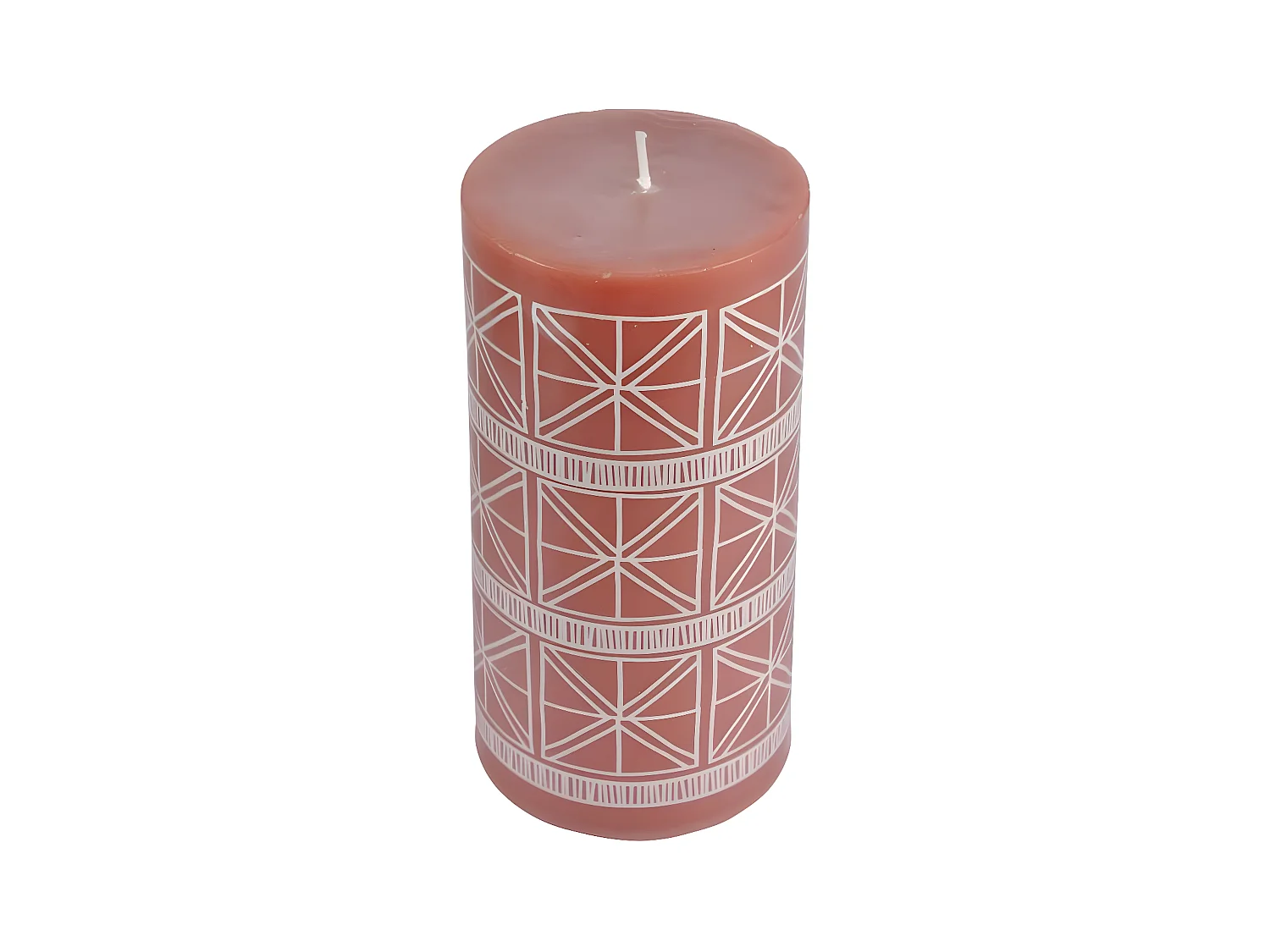 Bougie Pilier Design "Ethnic Folk" 14cm Terracotta