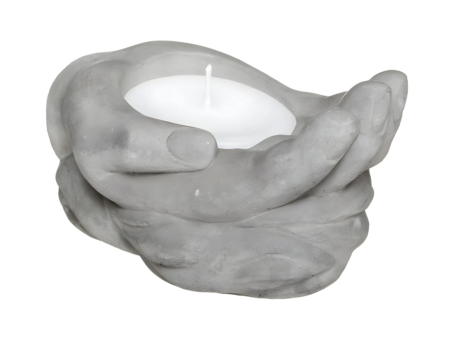 Bougeoir avec Bougie Parfumée "Main" 15cm Gris