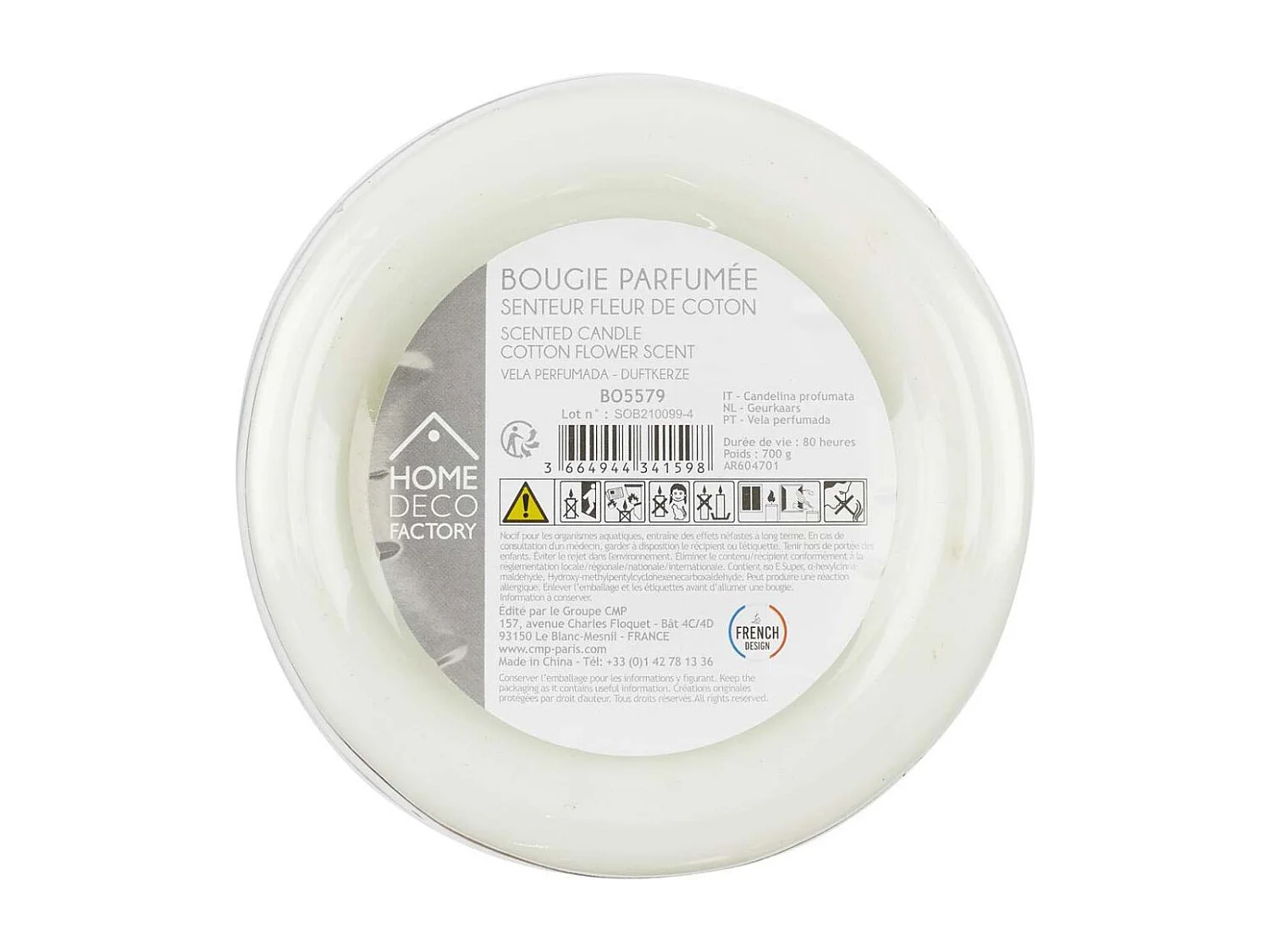 Bougie Parfumee Bonbonniere Grise H23.5cm Gris