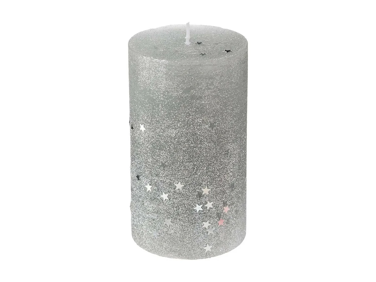 Bougie Cylindre Paillettes "Colorama" 340g Argent
