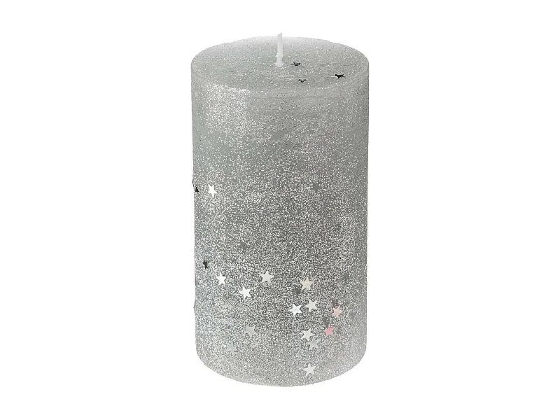 Bougie Cylindre Paillettes "Colorama" 340g Argent