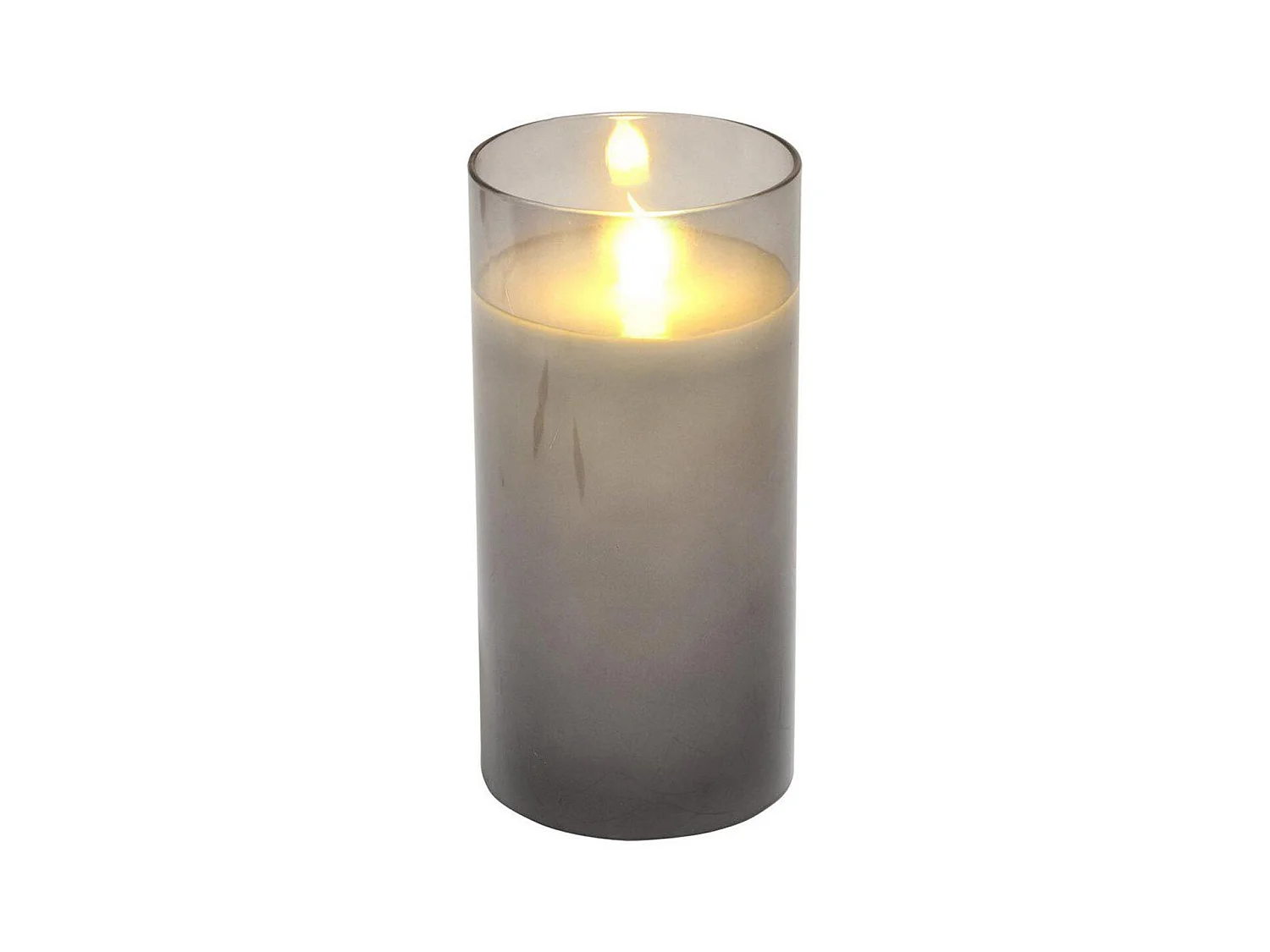 Bougie Ronde LED "Verrine" 15cm Gris Clair