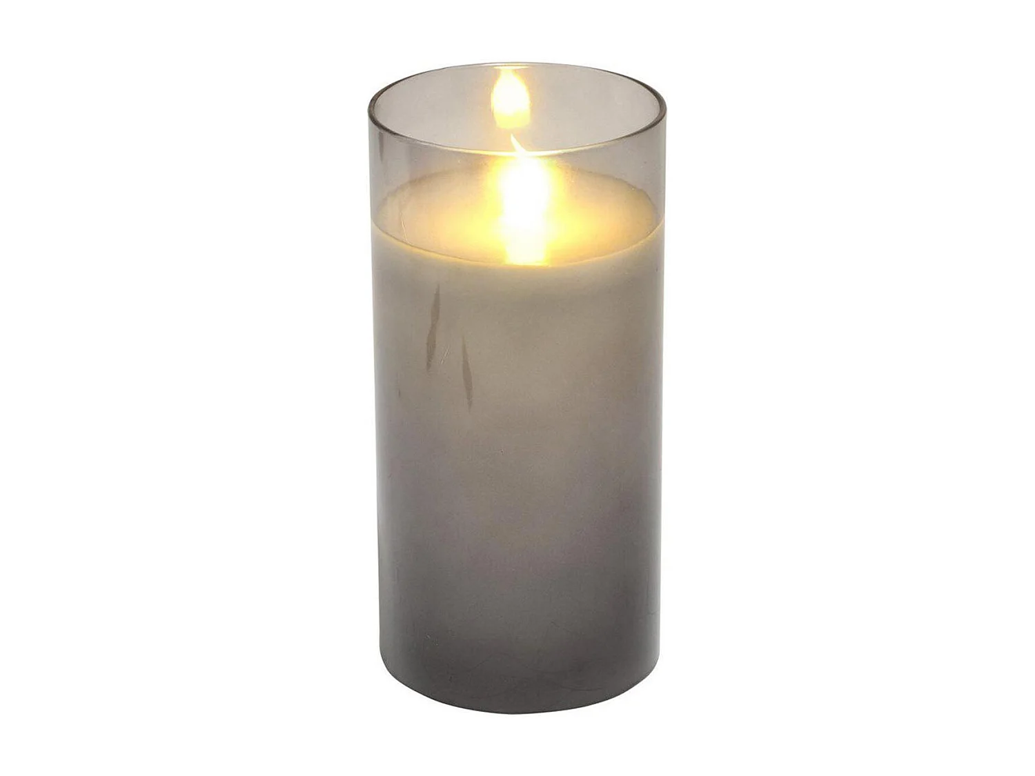 Bougie Ronde LED "Verrine" 15cm Gris Clair