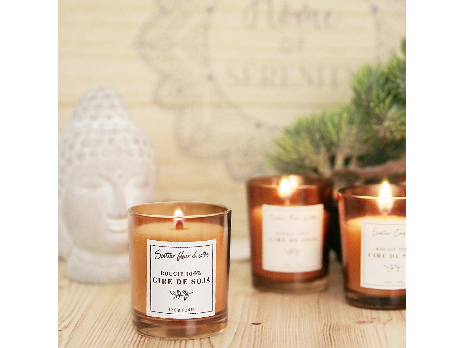Bougie Parfumee Cire De Soja Et Boite H8cm Marron
