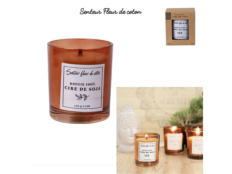 Bougie Parfumee Cire De Soja Et Boite H8cm Marron