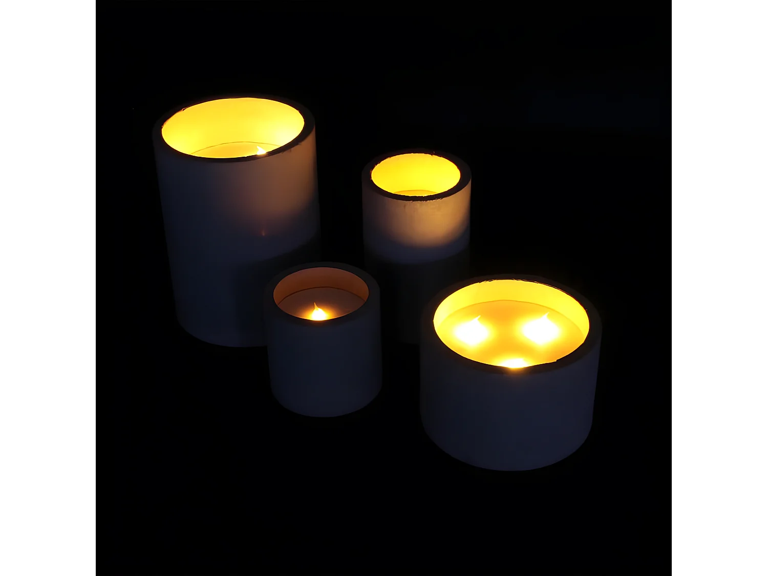 Bougie Ronde Led "Ciment" 15cm Gris