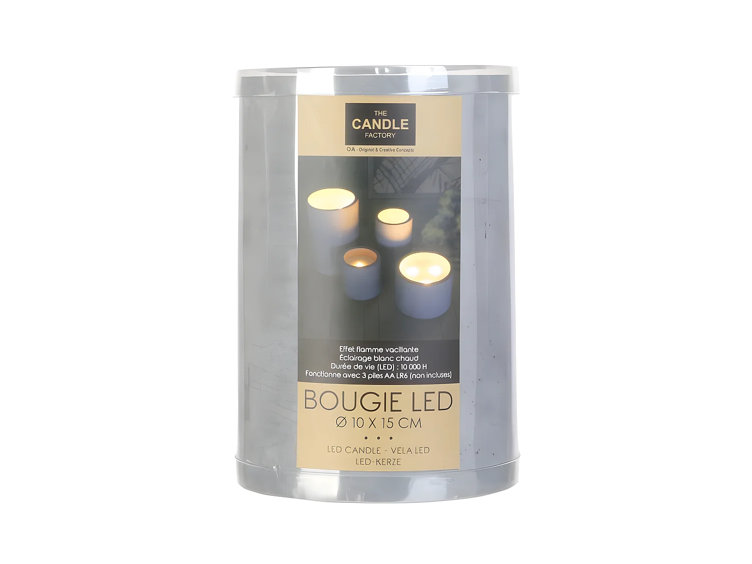 Bougie Ronde Led "Ciment" 15cm Gris