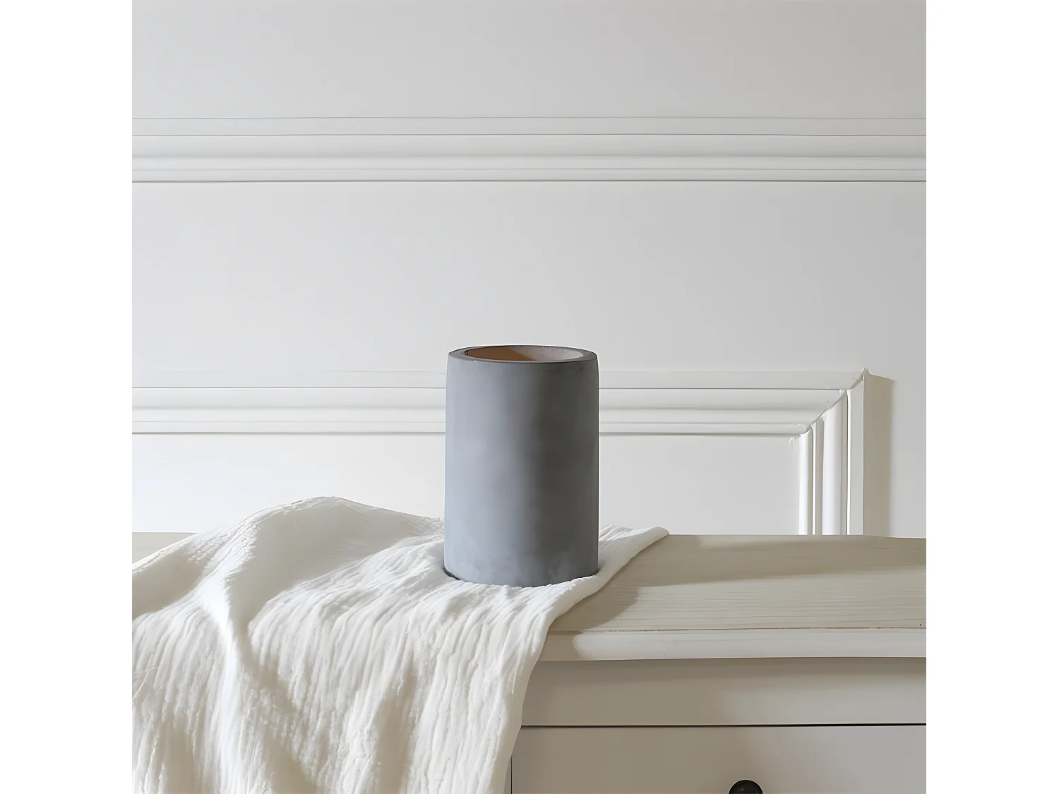 Bougie Ronde Led "Ciment" 15cm Gris