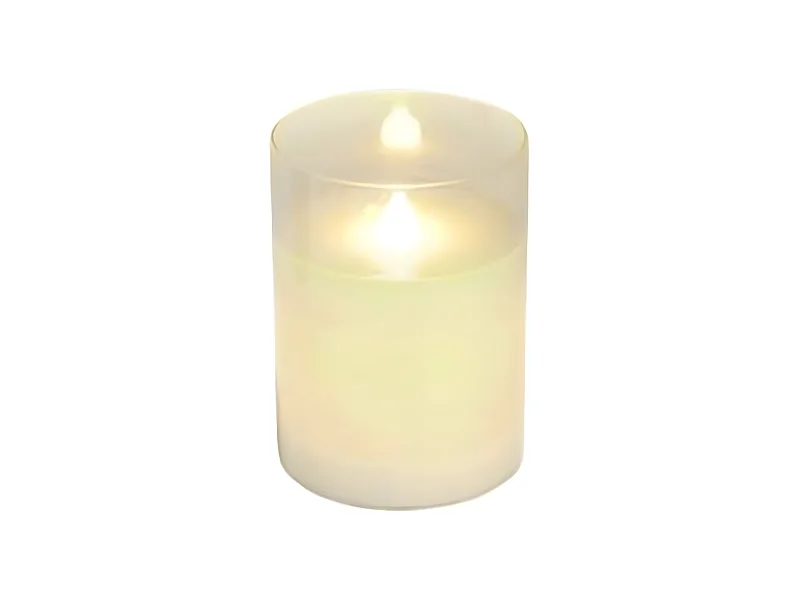 Bougie Ronde LED "Verrine" 10cm Blanc