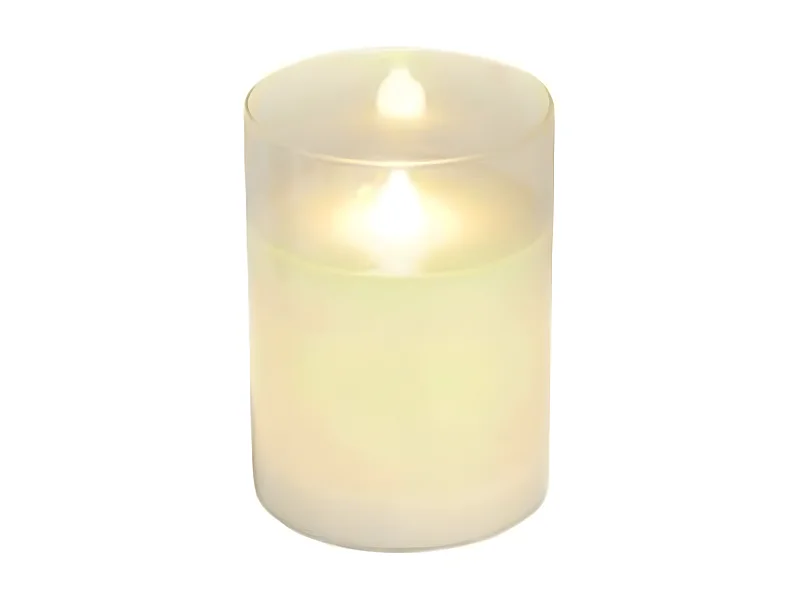 Bougie Ronde LED "Verrine" 10cm Blanc