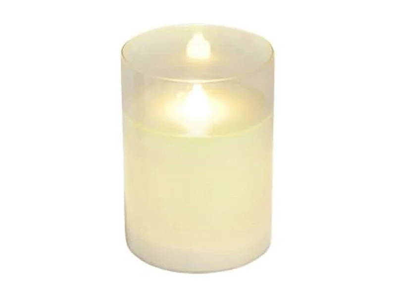 Bougie Ronde LED "Verrine" 10cm Blanc