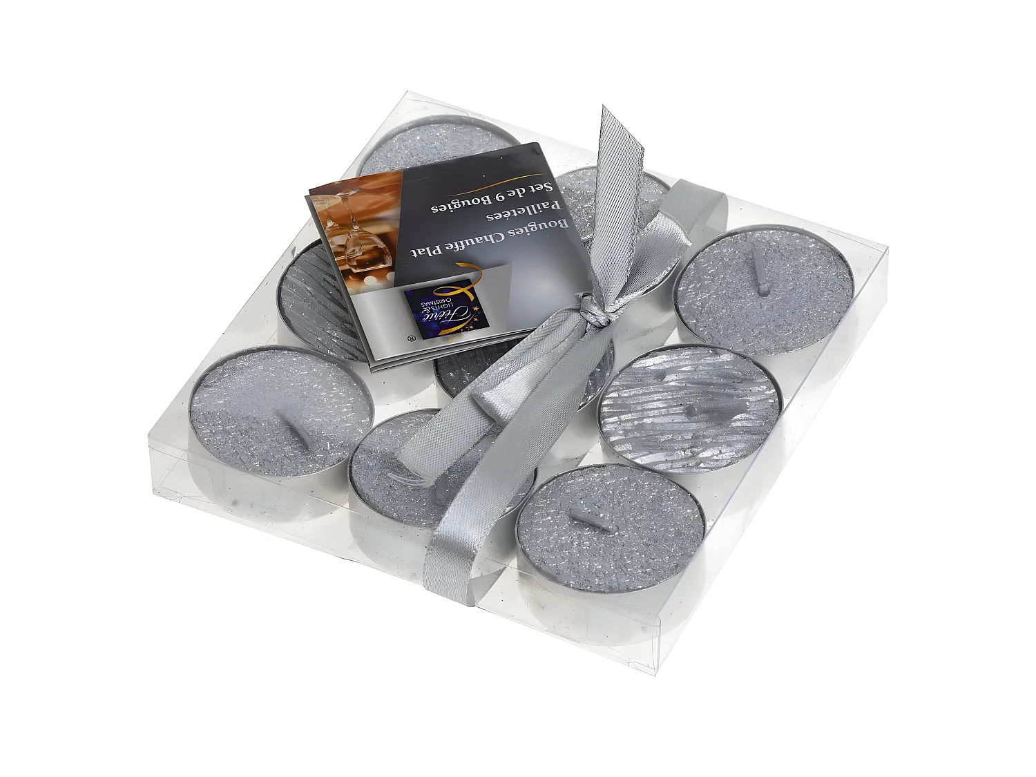 Lot de 9 Bougies Paillettes "Colorama" 12g Argent