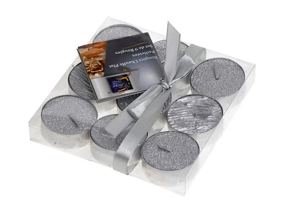 Lot de 9 Bougies Paillettes "Colorama" 12g Argent