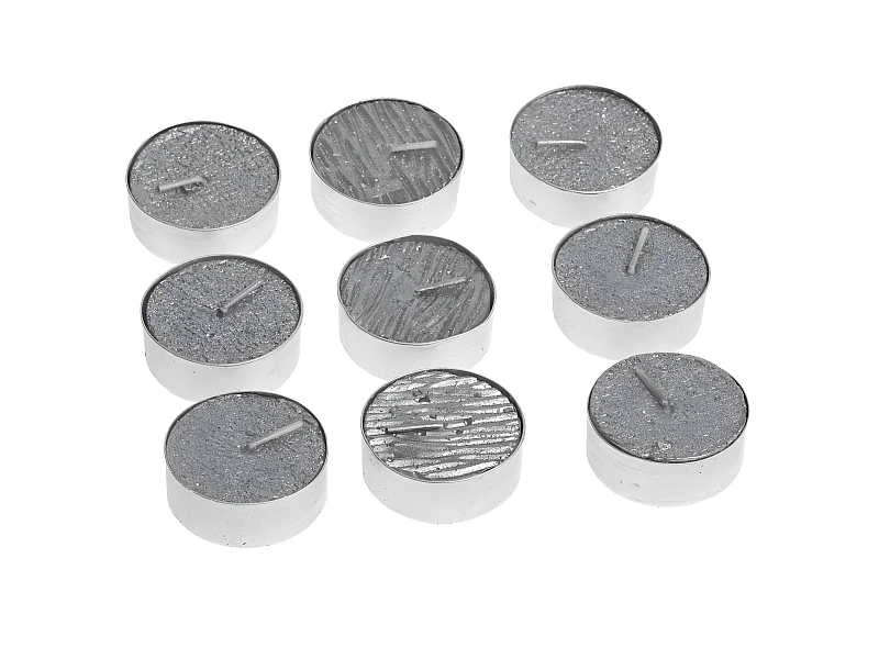 Lot de 9 Bougies Paillettes "Colorama" 12g Argent