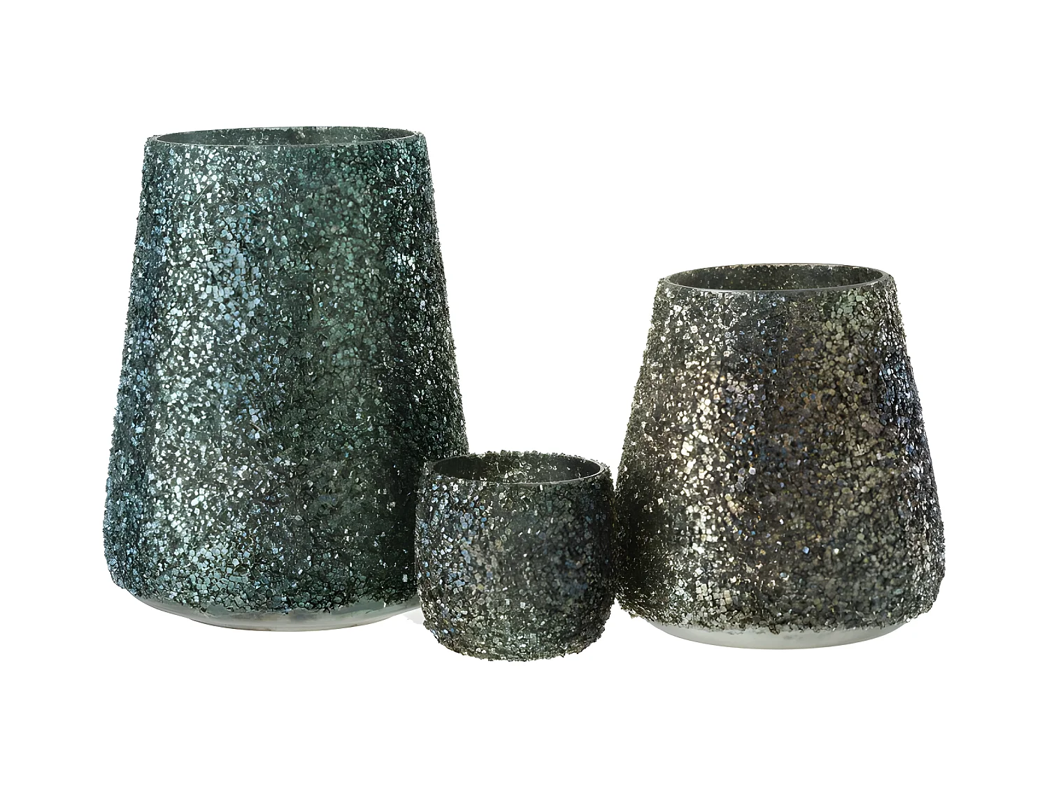 Portavelas de vidrio verde 17x17x23 cm