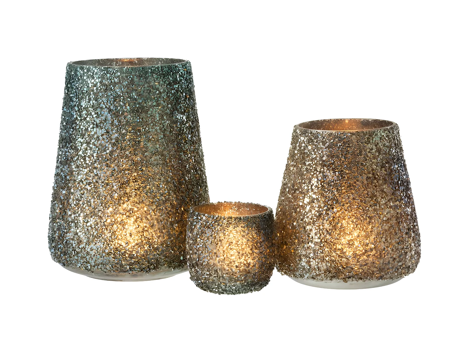 Portavelas de vidrio verde 17x17x23 cm