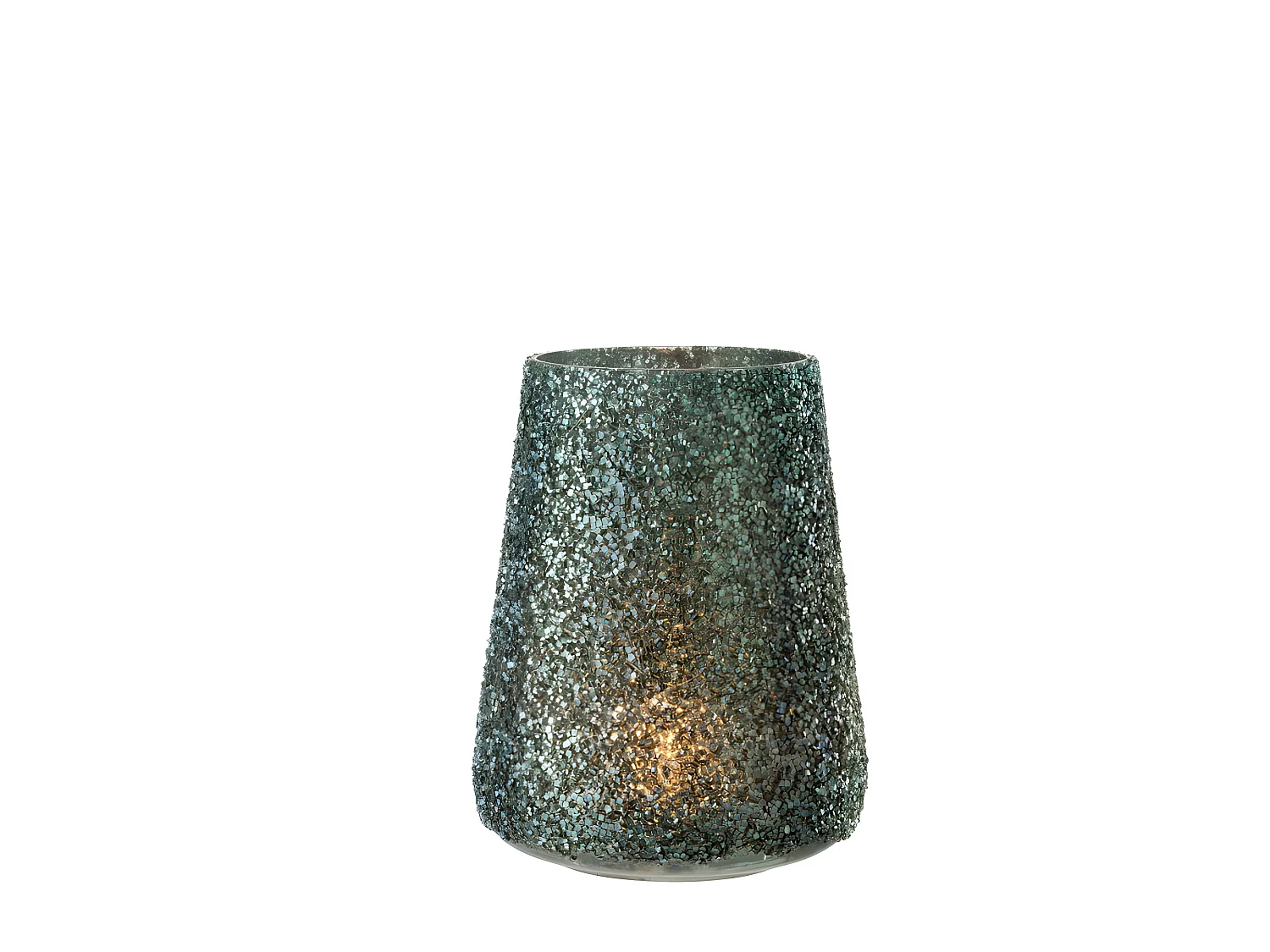 Photophore en Verre "Paillettes" 23cm Vert
