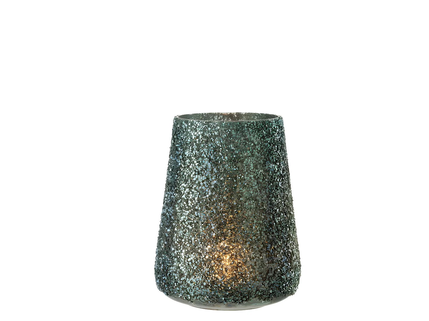 Photophore en Verre "Paillettes" 23cm Vert