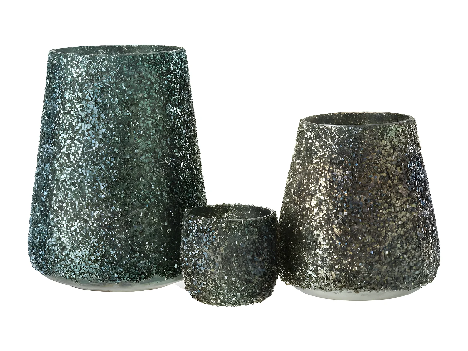 Photophore en Verre "Paillettes" 23cm Vert