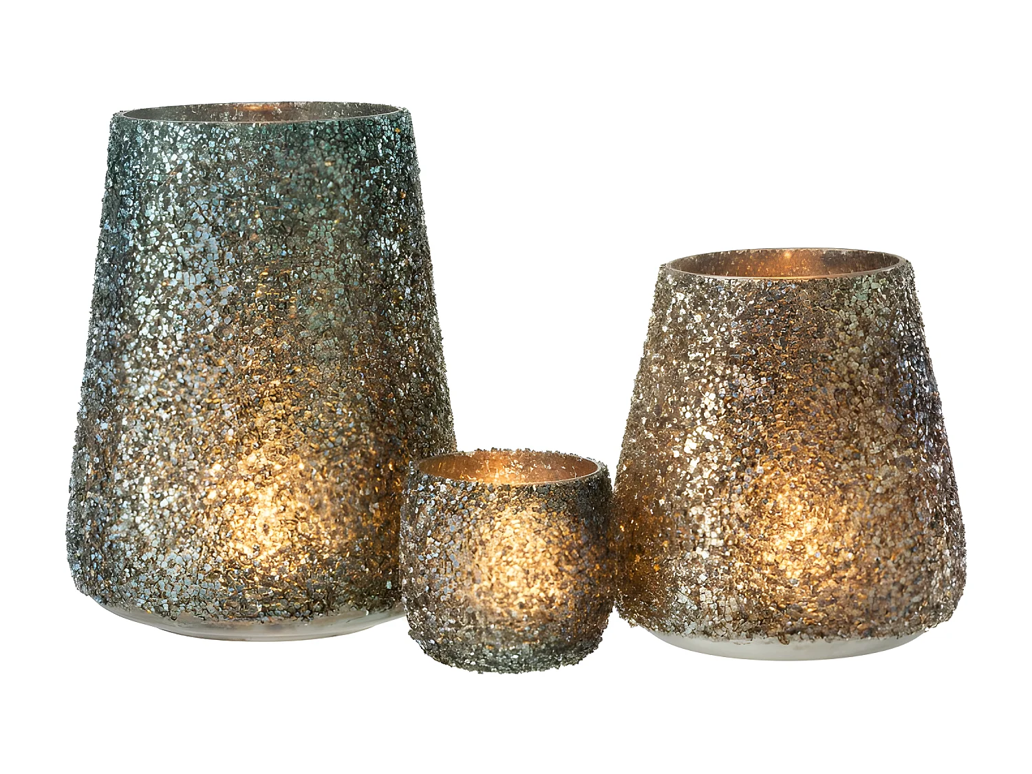 Photophore en Verre "Paillettes" 23cm Vert