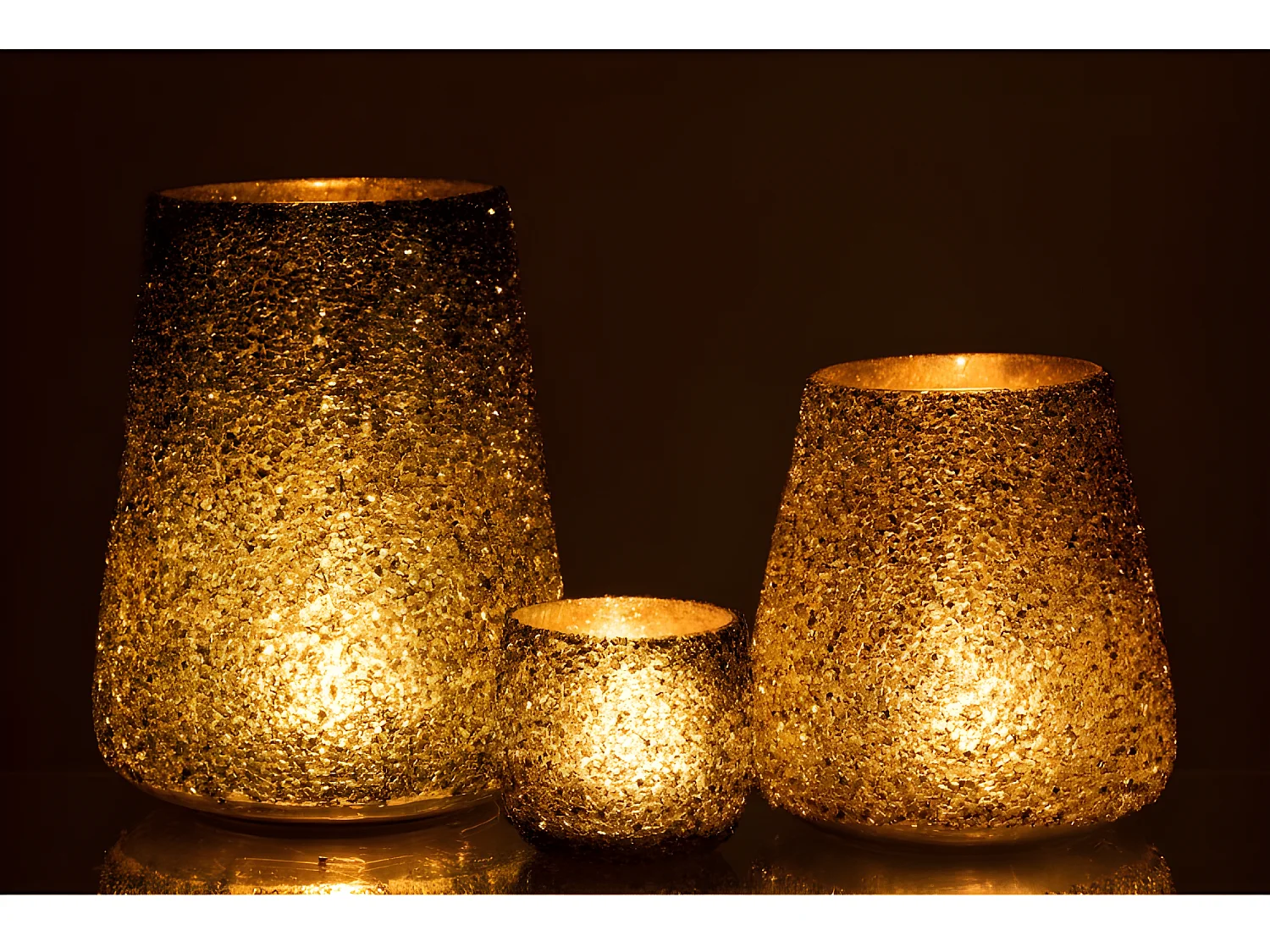 Photophore en Verre "Paillettes" 23cm Vert