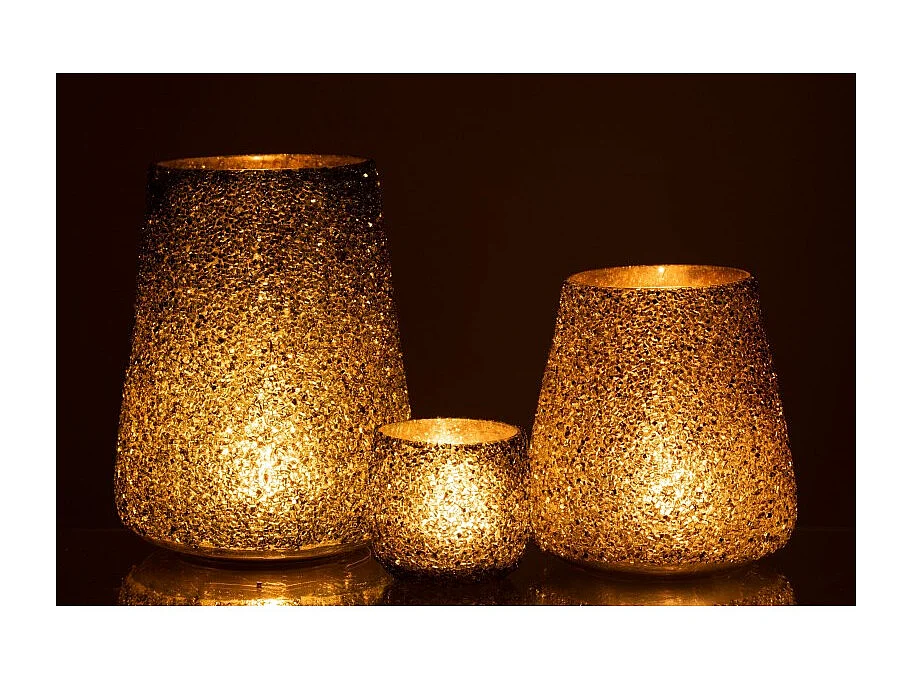 Photophore en Verre "Paillettes" 23cm Vert